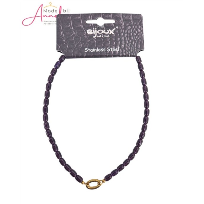 Bijoux Ketting kort kraaltjes ring 8123272 Zwart goud